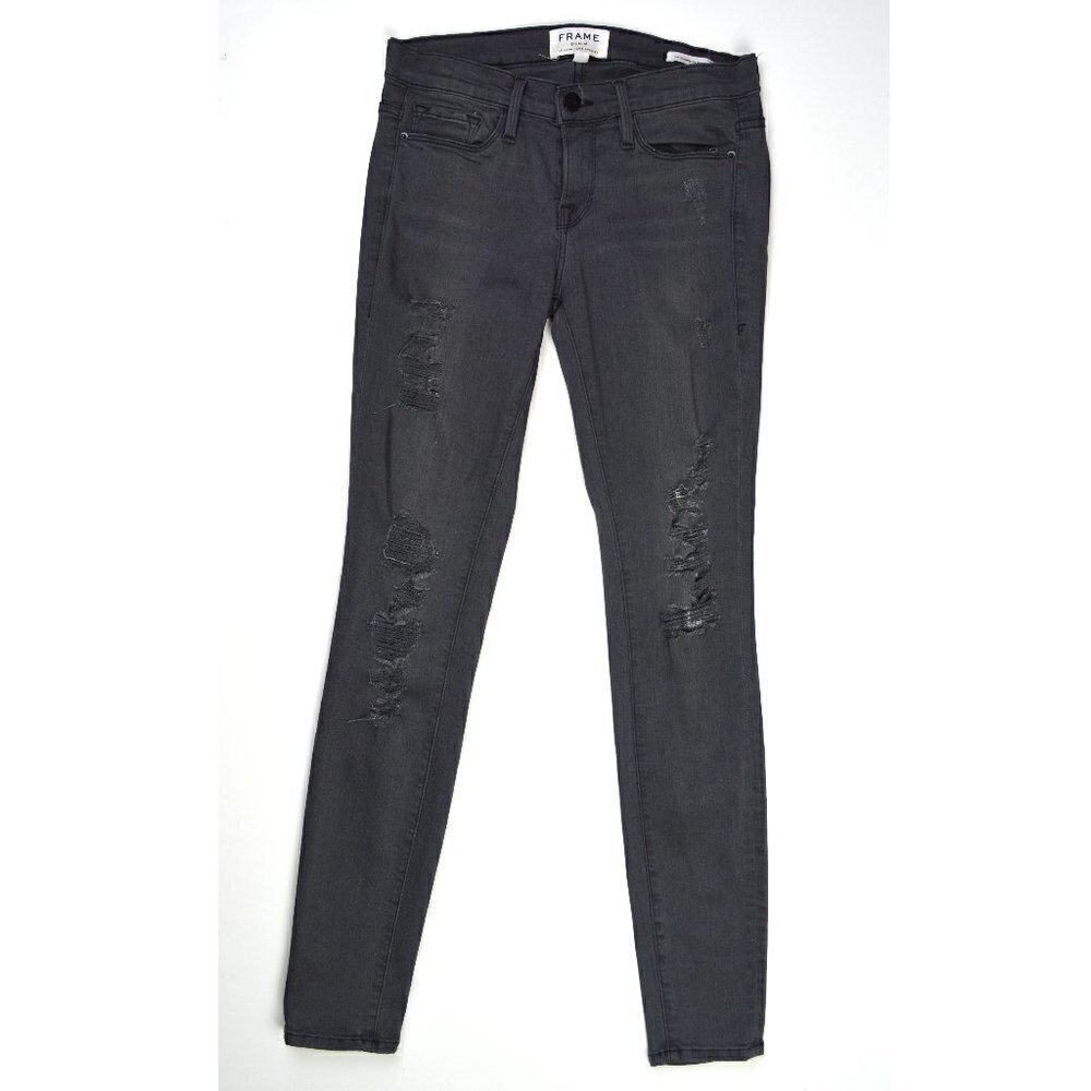 Frame Denim Grey Shred Le Skinny Jeans